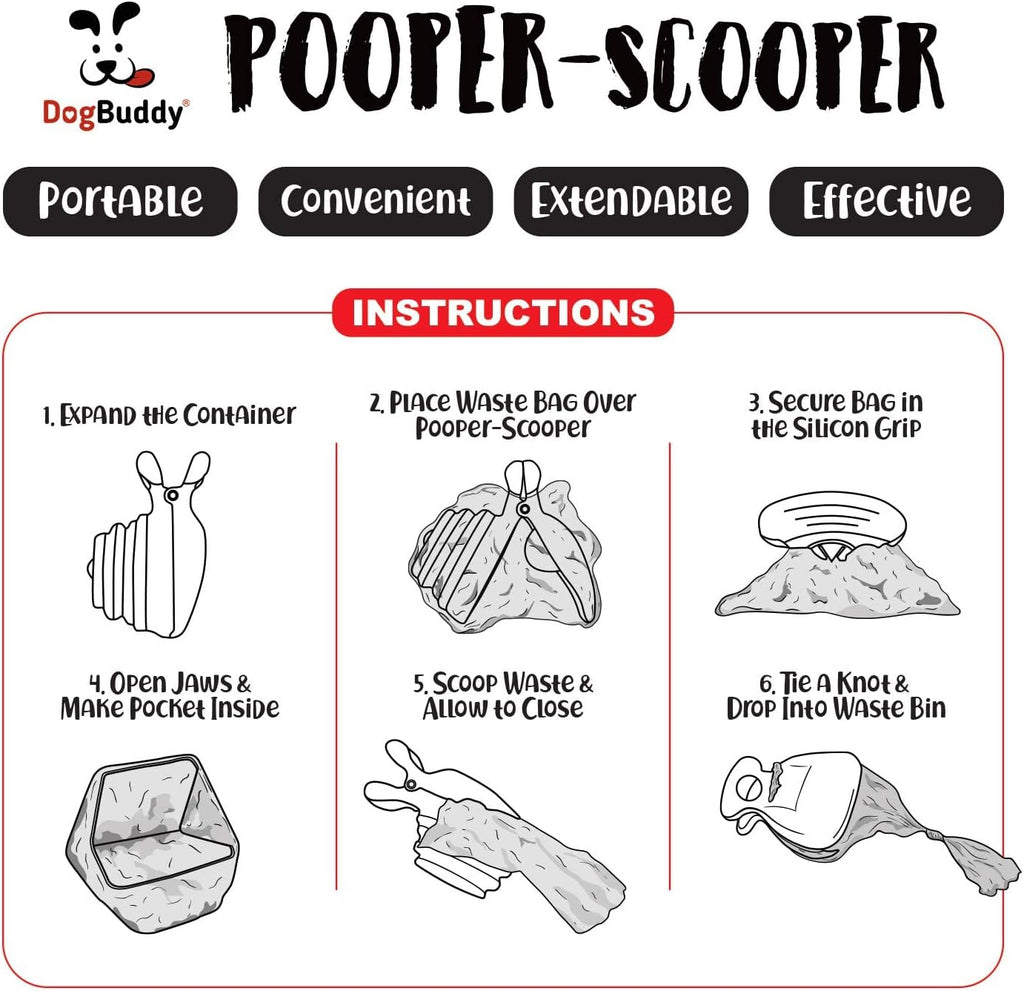 Ultimate Kiwi Dog Pooper Scooper - Portable & Convenient Cleanup Solution for All Dog Sizes with Bag Attachment and Leash Clip