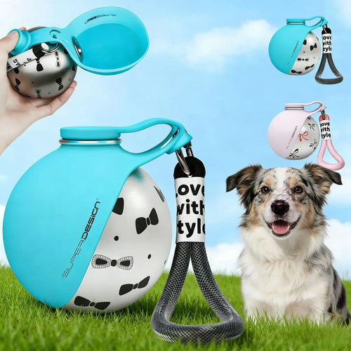 Ultimate Portable Stainless Steel Dog Water Bottle - Leakproof and Compact for Outdoor Adventures